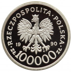 Mała Solidarność, 100.000 złotych 1990 - lustrzanka