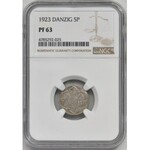 Wolne Miasto Gdańsk, 5 fenigów 1923 - NGC PF63 - stempel lustrzany