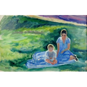 Aneri Irena Weissowa (1888-1981), W letnim słońcu - portret piastunki z dzieckiem, ok. 1914