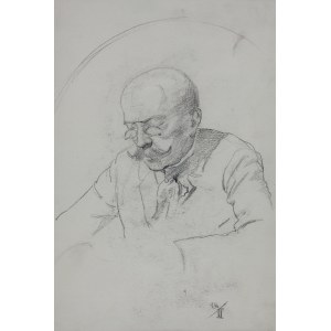 Karol Kossak (1896-1975), Portret starego mężczyzny w binoklach, 1922
