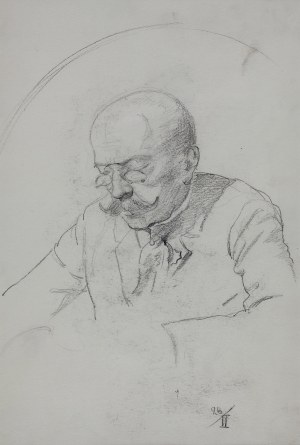 Karol Kossak (1896-1975), Portret starego mężczyzny w binoklach, 1922