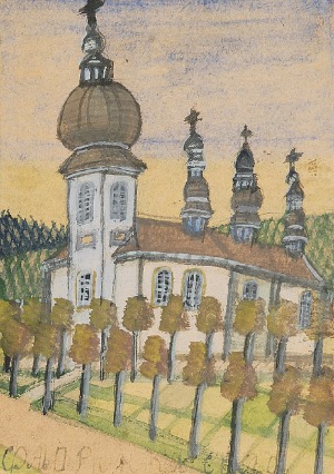 NIKIFOR KRYNICKI (1895-1968), Kościół w mieście