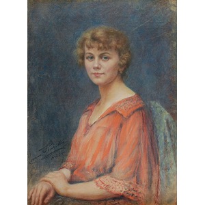 Roman KARSKI (1872-?), Portret kobiety - Eugenia z Łaszczyków Zasadzińska, 1923
