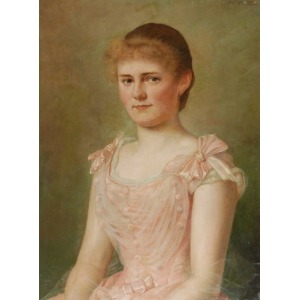 Eduard von HAGEN (1834-1909), Portret dziewczynki w różowej sukience