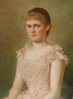Eduard von HAGEN (1834-1909), Portret dziewczynki w różowej sukience