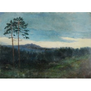 Malarz nieokreślony (XIX/XX w.), Pejzaż z dwoma drzewami