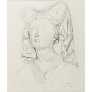 Stanisław ŻURAWSKI (1889-1976), Głowa kobiety w czepcu, 1911