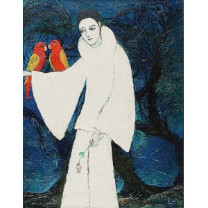 Krystyna LIBERSKA (1926-2010), Pierrot with parrots, 1986