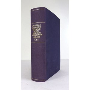 MATERIAŁY do dziejów Akademii Sztuk Pięknych w Krakowie 1816-1895. Wrocław 1959. Ossolineum. 8, s. 289, [3], tabl. 16. ...