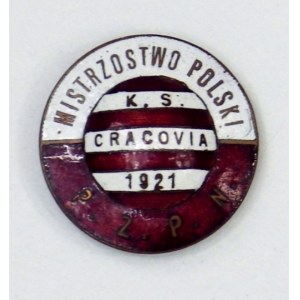 [SPORT, odznaka 2]. Odznaka Mistrzostwo Polski, K. S. Cracovia 1921, P. Z. P. N.. 1921