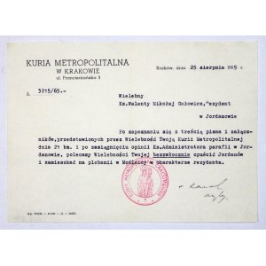 [WOJTYŁA Karol]. Odręczny podpis Karola Wojtyły jako arcybiskupa metropolity krakowskiego...