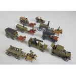 [ZABAWKI 1]. Zestaw 9 drewnianych modeli pojazdów wojskowych wykonanych amatorsko przed 1939