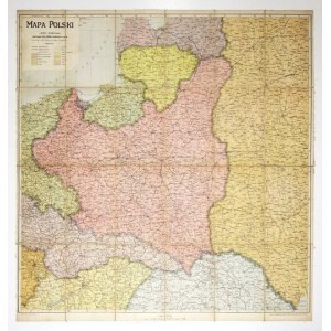 [POLSKA]. Mapa Polski. Mapa barwna form. 82,7x81,4 cm