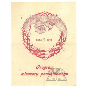 1863 22. I. 1916. Program wieczoru pamiątkowego.
