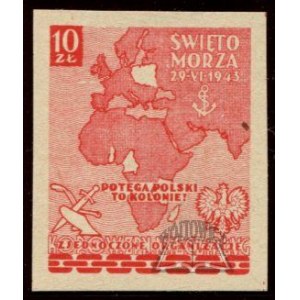 (POLSKA emigracja) Święto Morza. 29. VI. 1943. Potęga Polski to kolonie! Zjednoczone Organizacje. Miecz i Pług.