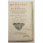 AUBERY de Maurier Louis, Memoires de Hambourg, de Lubeck et de Holstein, de Dannemarck, de Suede et de Pologne.