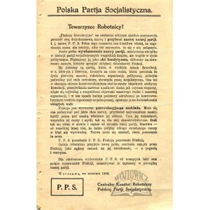 POLSKA Partja Socjalistyczna. Towarzysze Robotnicy!