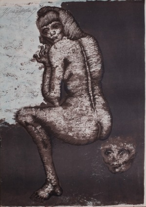 Jan Lebenstein, Akt na niebieskim tle, 1973