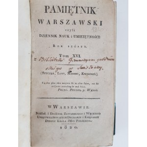 Pamiętnik Warszawski Czyli Dziennik Nauk i Umiejętności 1822