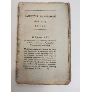 Pamiętnik Warszawski Rok 1819.Miesiąc lipiec Odpowiedz na Uwagi na Jagiellonidą