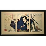 Toyohara KUNICHIKA [1835-1900] Walczący aktorzy kabuki, II poł. XIX w.