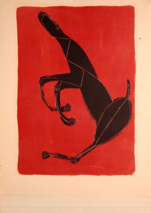 Marino Marini [1901-1981 r.] Czarny koń na czerwonym tle, 1953