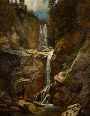 Wilhelm Kühling (1823-1888), Jeleń przy wodospadzie