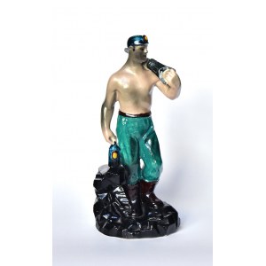 Figurka górnik Steatyt, porcelana, farby naszkliwne, wys. 26 cm;