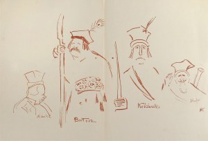 Karol Frycz (1877-1963), Zelwerowicz, Kotarbiński i Jednowski jako Lichocki, Bartosz i Nicefor oraz Kościuszko w sztuce Anczyca „Kościuszko pod Racławicami”, 1904