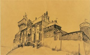 Ryszard PRAUSS (1902-1955), Imaginacje na temat średniowiecznej architektury - cztery rysunki