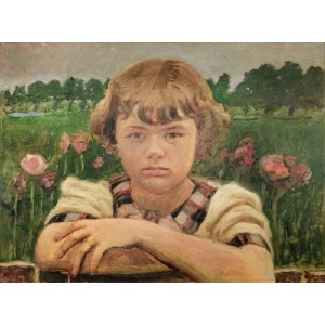 Józef ZAJĄC (1890-1974), Dziewczynka na tle łąki z kwitnącymi makami - Portret córki artysty, 1933