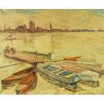 Józef MULARCZYK (1916-?), Łodzie przy nabrzeżu