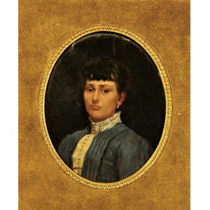 Malarz nieokreślony, XIX w., Portret damy w niebieskiej sukni