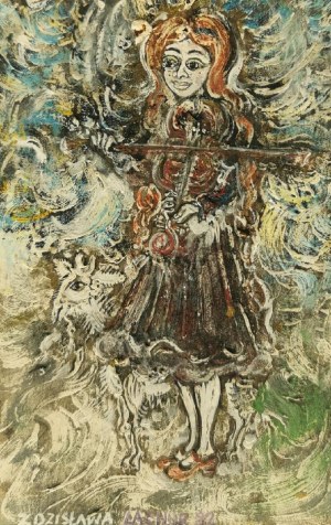 Zdzisława LACHUR (XX w.), Małe skrzypaczki - para obrazów, 1982