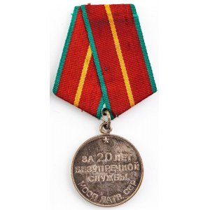 Medal, Za 20 Lat Nienagannej Służby W Ministerstwie Ochrony Porządku Publicznego Łotewskiej Socjalistycznej Republiki Radzieckiej, I klasy, 1962-68