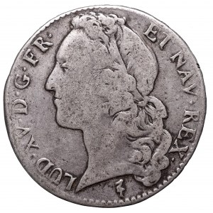 Francja, Ludwik XV, 1/2 ecu 1747/8, Lille - przebitka daty