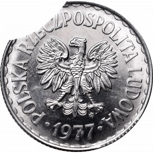 PRL, 1 złoty 1977 - destrukt końcówka blachy