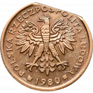 PRL, 2 złote 1980 - destrukt końcówka blachy