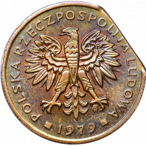 PRL, 2 złote 1979 - destrukt końcówka blachy
