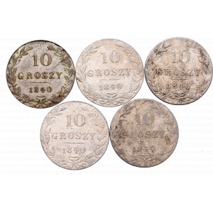 Poland under Russia, Lot of 10 groschen 1840