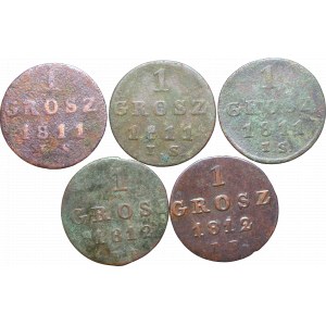 Duchy of Warsaw, Lot of 1 groschen 1811-1814