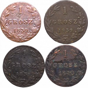 Poland under Russia, Lot of 1 groschen 1839-1840