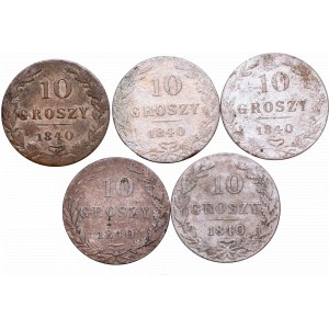 Poland under Russia, Lot of 10 groschen 1840