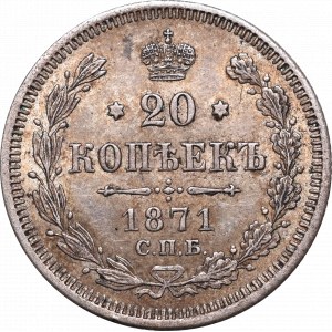 Russia, Alexander II, 20 kopecks 1871 HI