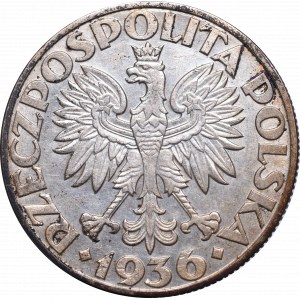 II Rzeczpospolita, 5 złotych 1936, Żaglowiec