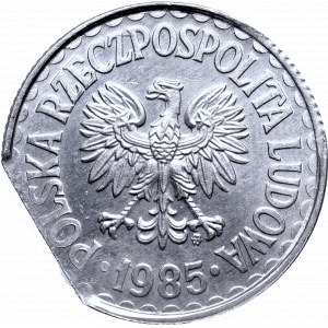 PRL, 1 złoty 1985 - destrukt końcówka blachy