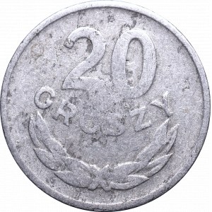Peoples Republic of Poland, 20 groschen 1965 mint error