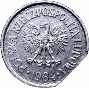 PRL, 1 zloty 1984 - destrukt końcówka blachy