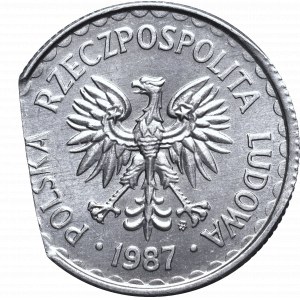 PRL, 1 zloty 1987 - destrukt końcówka blachy