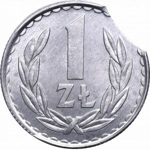 PRL, 1 zloty 1983 - destrukt końcówka blachy